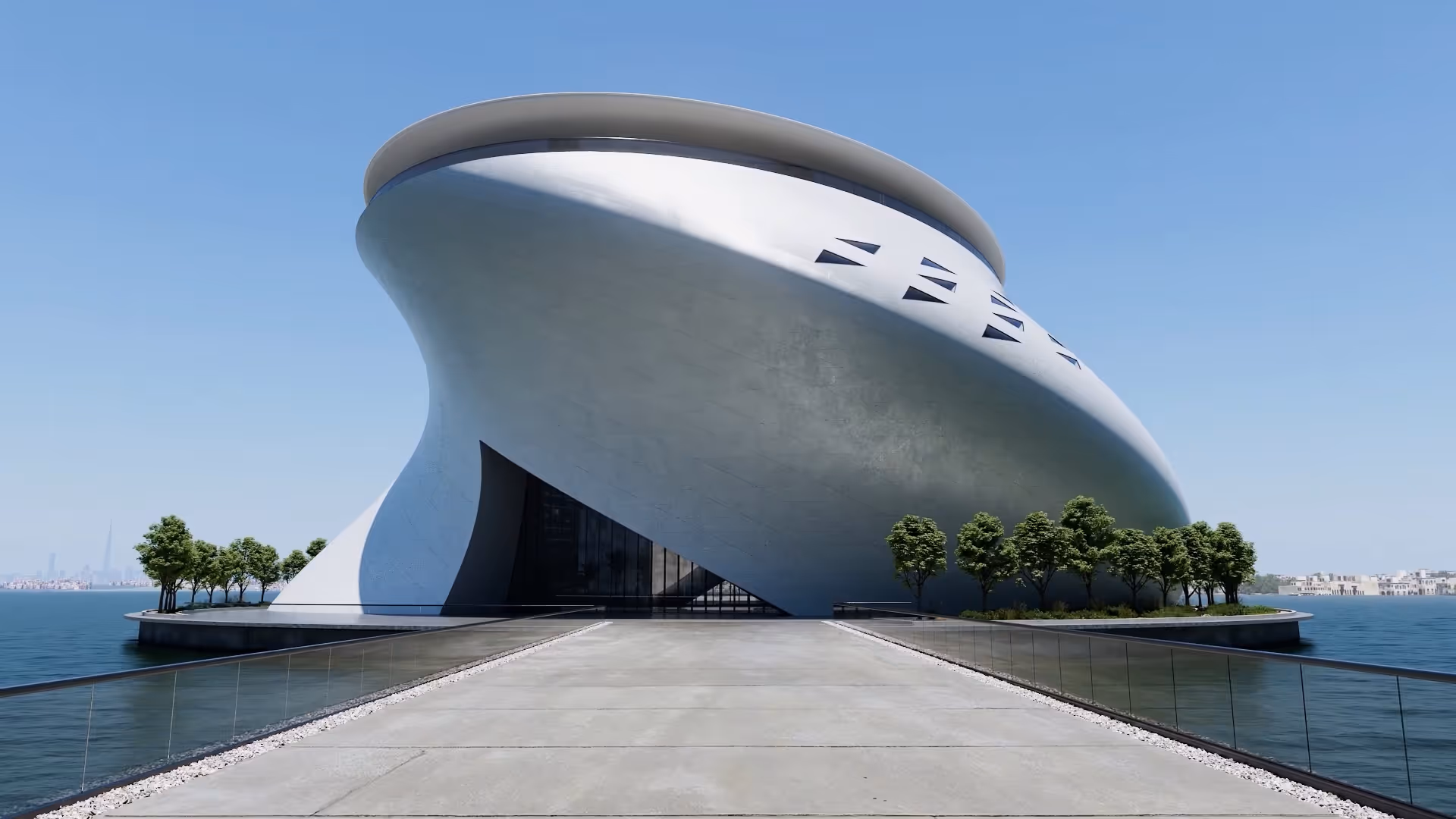 Sculptural exterior of the Dubai Museum of Art