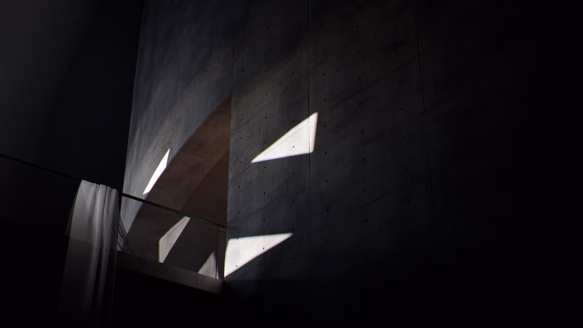 Angular light entering a dark museum interior